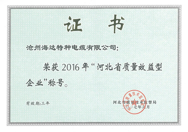 河北省質(zhì)量效益型先進企業(yè)